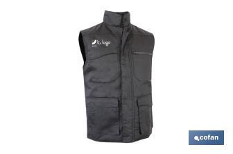 Gilet multitasche | Imbottito | Modello Colt | Composizione: 65% poliestere e 35% cotone | Colore: nero - Cofan